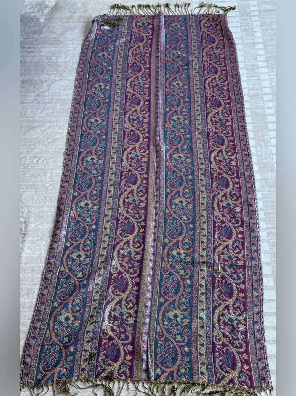 Long Paisley Stripe Scarf/ Wrap, Cotton